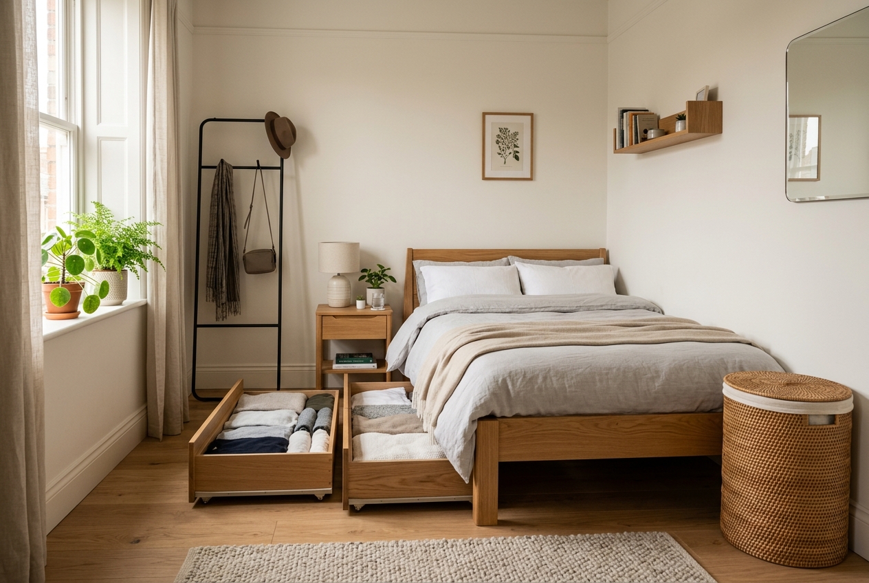 Smart storage in a small bedroom