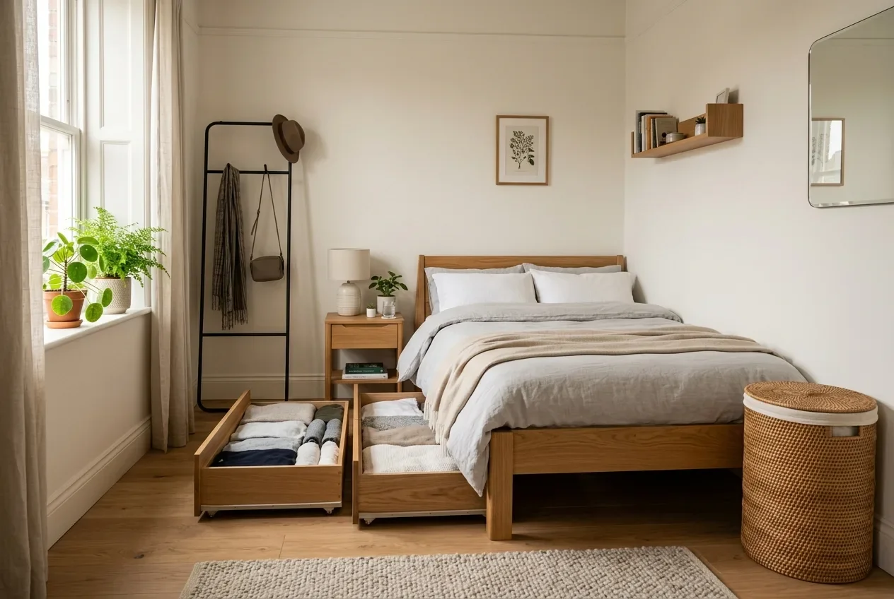 Smart storage in a small bedroom