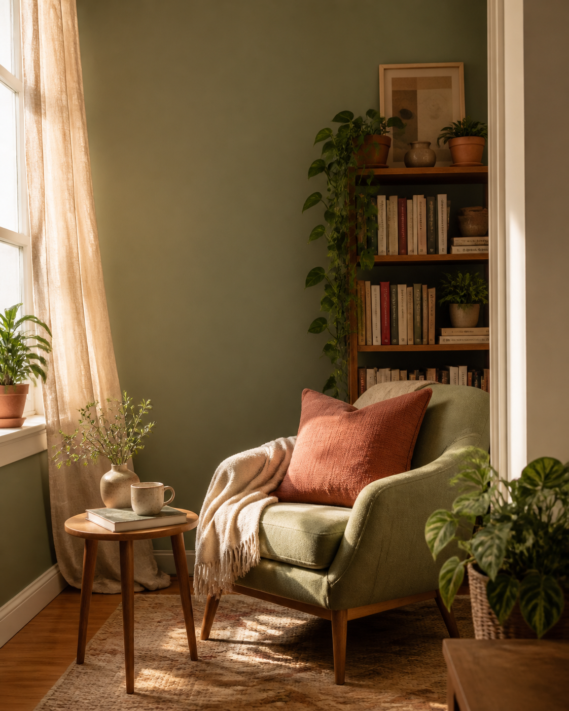 Cozy reading nook in a small apartment