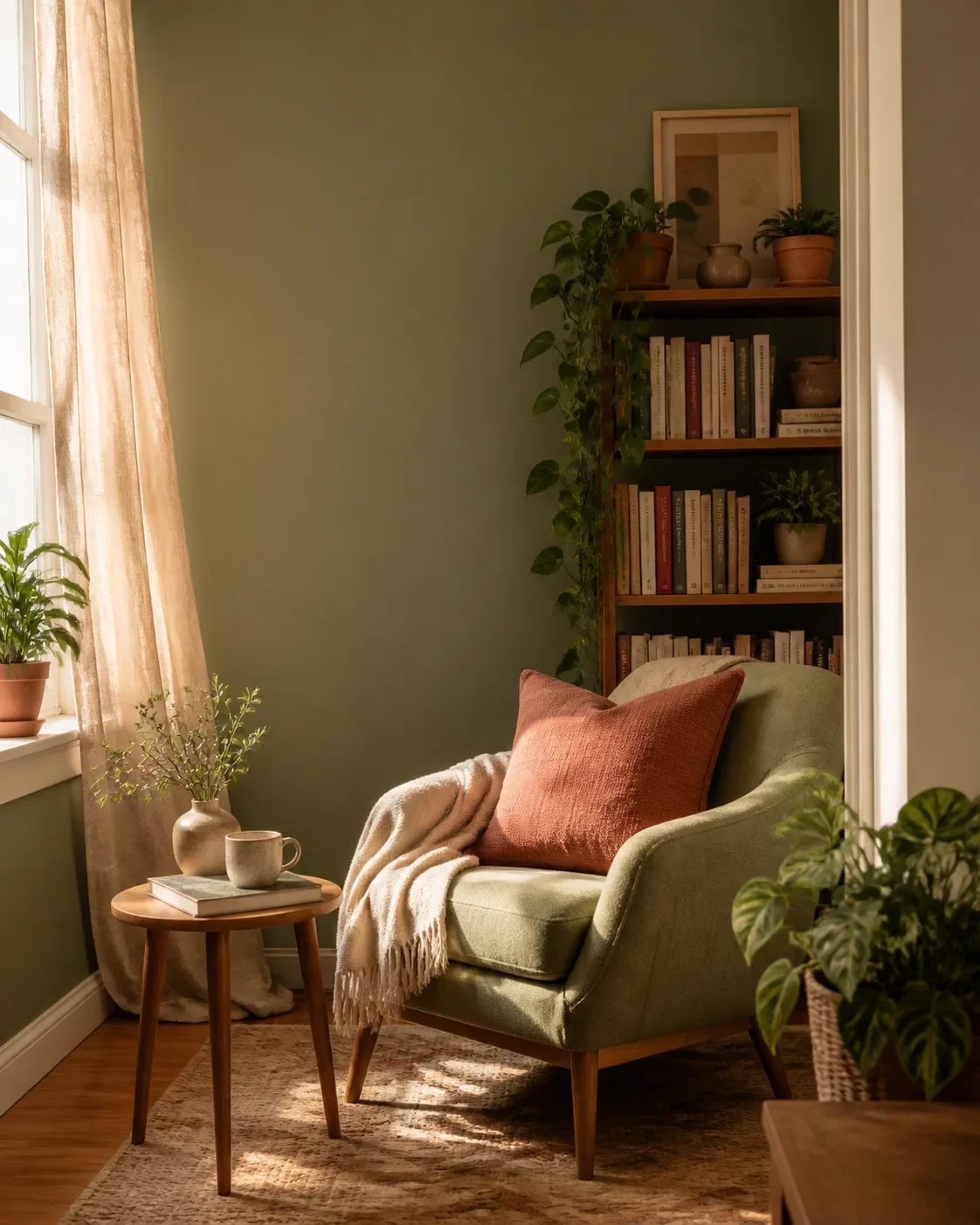 Cozy reading nook in a small apartment